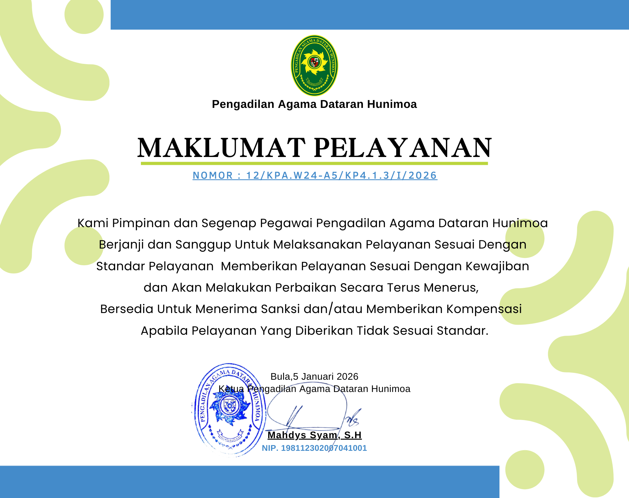 Maklumat Pelayanan 2026