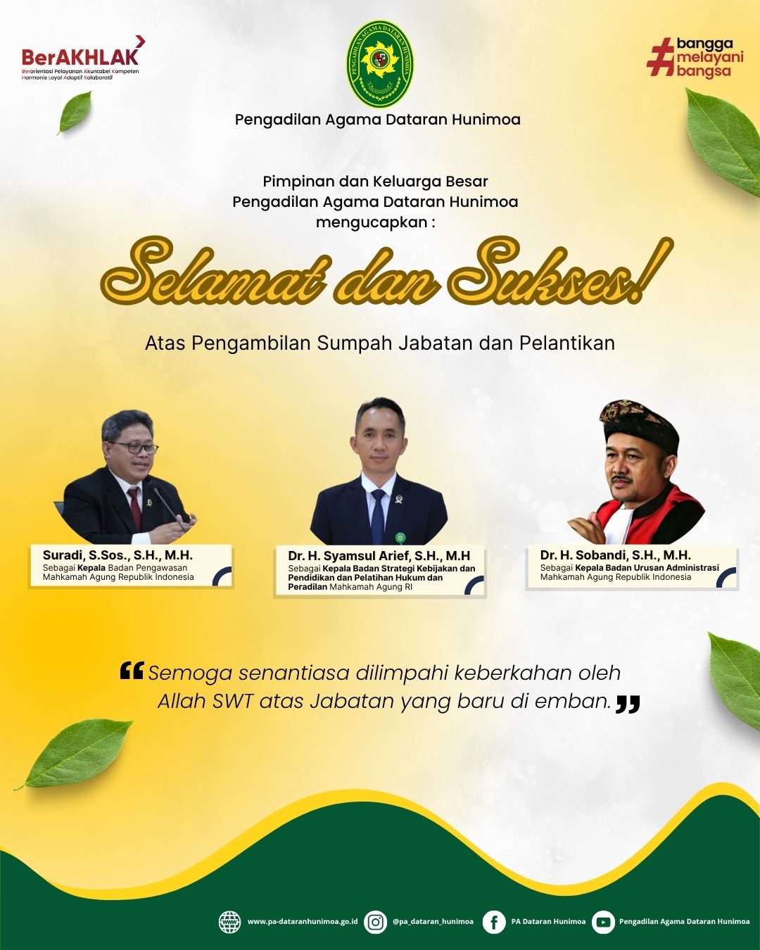 selamat sukses 3 pejabat MA